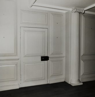 Fingask Castle, interior.
Detail of doorway and panelling in first floor drawing room.