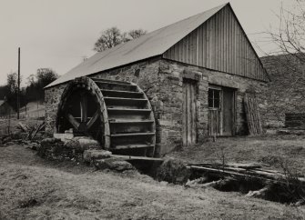 Glen Errochty, Trinafour Sawmill.
General view from South-East, showing waterwheel. Wheel is 3.6m (11' in 10") Dia. and 1.7m (5' in 7") wide.