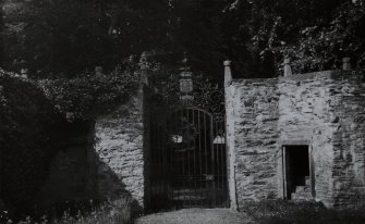 Grandtully castle.
General view of entrance gate.