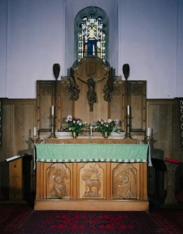 Interior. Detail of altar and Robert Lorimer 1912 reredos