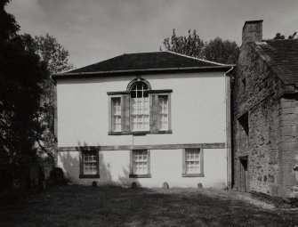 Library, view from S showing venetian window and Innerpeffray Free Library to the right