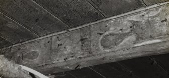 Kinross, 75 High Street, interior.
Detail of 17th century painted beam in North basement room.