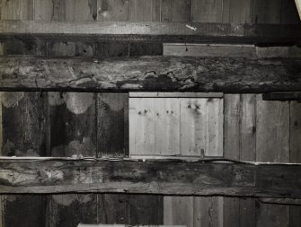 Kinross, 75 High Street, interior.
Detail of underside of 17th century painted beam in North basement room.