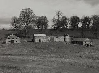 Lynedoch Cottage, outbuildings.
General view from South of house, byre and cart shed.