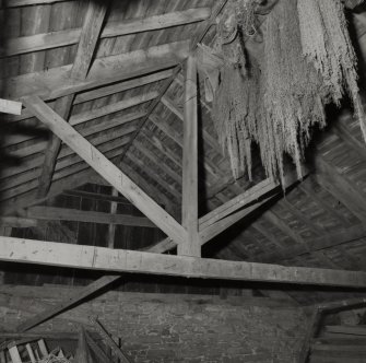 Lynedoch Cottage, outbuildings, interior.
Detail of roof structure of cart house.