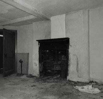 Lynedoch Cottage, outbuildings, interior.
General view East of ground floor room, with detail of range.