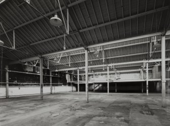 Perth, Glover Street Works, Messrs. Dewar Distillery, interior.
View of ground floor bottling hall from East..