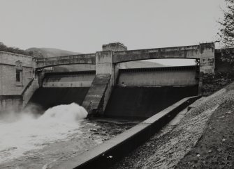 General views of spillways and 'nose end' of automatic drum gates from NE