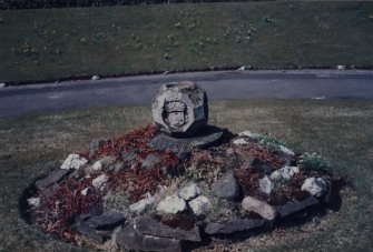 Ochtertyre House, Policies.
General view of centrepiece (possibly part of sundial?) to North front of house.