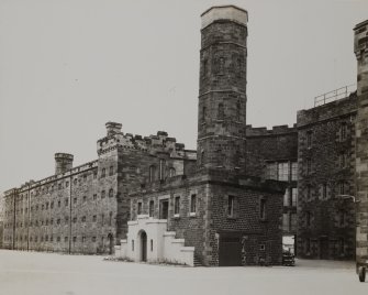 Perth, Edinburgh Road, Perth Prison.
General view of octagonal tower and North wing from South-West.