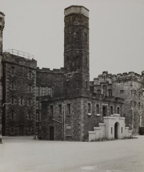 Perth, Edinburgh Road, Perth Prison.
General view of octagonal tower from North-West.