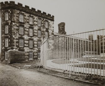 Perth, Edinburgh Road, Perth Prison.
General view of South wing and exercise yard from South-East.