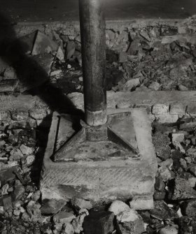 Interior.
Detail of column base in basement.