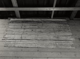 Interior.
View of painted planks from ceiling of Chapel vestibule.