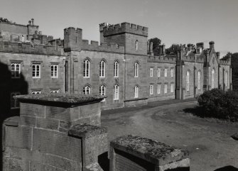 Taymouth Castle.  View of East range from 1st. floor parapet of main block to South West.