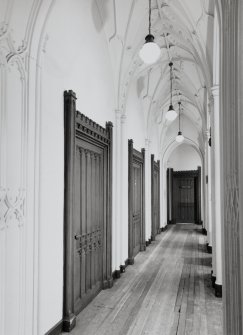 Taymouth Castle.  Main staircase hall, 2nd. floor South corridor, view from East.