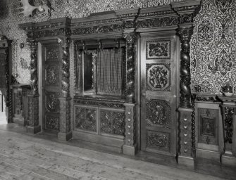 Taymouth Castle.  1st. floor, Gallery, view of carved wooden dresser.