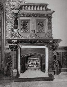 Taymouth Castle.  1st. floor, Gallery, view of fireplace.