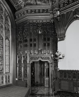 Taymouth Castle.  1st. floor, Banner hall, view of doorway at South West corner.
