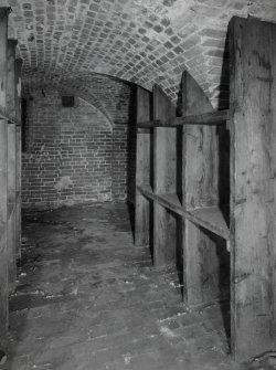 Interior. View of basement showing brick vaulting