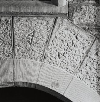 Lethendy Tower.
Detail of mason's marks.