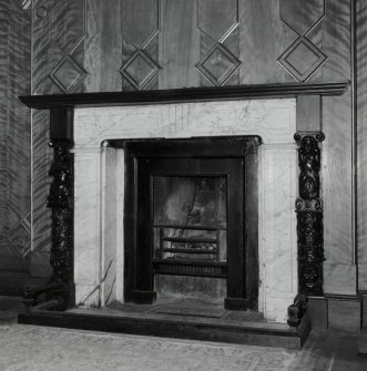 Interior. Detail of First floor Library bedroom fireplace