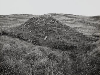 View of mound at Chapel site, from South West, on Isle of Pabbay.