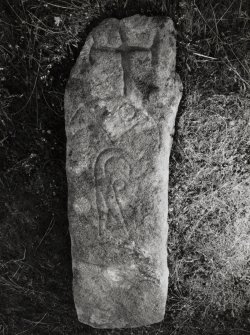 Carved symbol stone, number.1, from Chapel site on Isle of Pabbay.