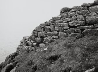 Edge of Dun Briste site on  cliffs edge, Isle of Berneray.