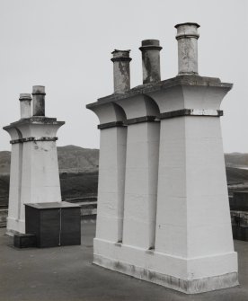 Detail of tapered chimney stacks on roof of keeper's dwelling