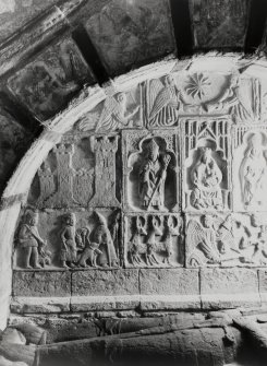 Interior.
Macleod's tomb, detail of carved recess panels.