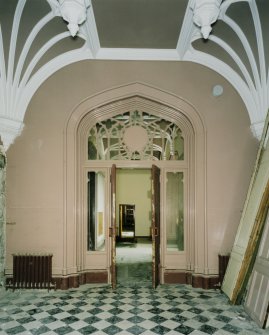 Interior. Ground floor, entrance hall, view from E