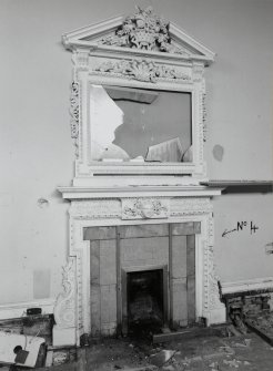 Interior. Ground floor, morning room, view of fireplace with mirror above