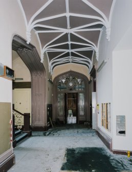 Interior. Ground floor, staircase hall, view from W