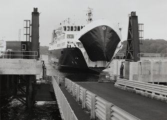 View from NE of Isle of Lewis ferry arriving at new terminal (from Ullapool on the mainland)