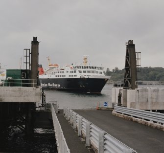 View from NE of Isle of Lewis ferry arriving at new terminal (from Ullapool on the mainland)