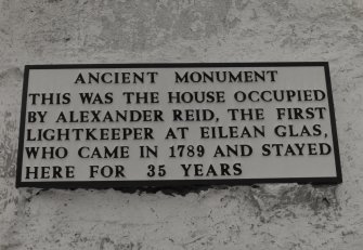 Detail of commemorative plaque situated on the wall of the original keeper's house (built 1789)