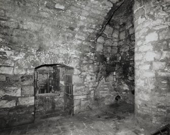 Interior, tower, first floor, North West vaulted chamber, view from North North East.
