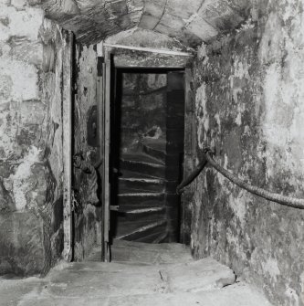 Interior, tower, third floor, North West wing, view looking towards turnpike stair.