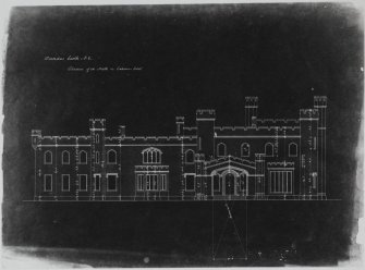 Photographic copy of S elevation.
Insc: 'Dundas Castle No 6', 'Elevation of the South on Entrance front'.