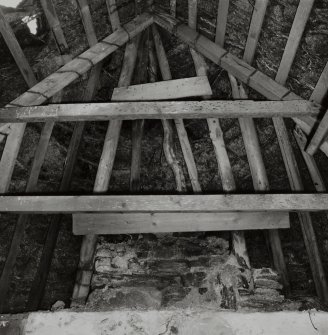 Interior: Thatched house, detail of roof at W gable