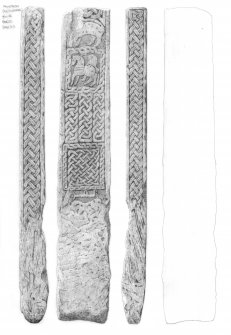 Mountblow (Old Kilpatrick): scan of pencil survey drawing showing freestanding cross shaft with tenon