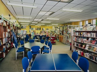 Interior 1st floor View of library from S