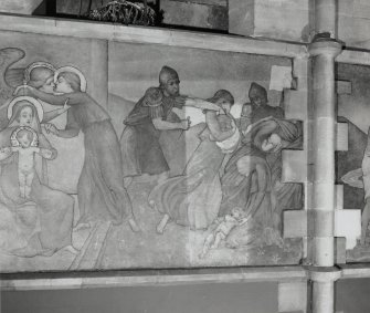 Interior. Nave, detail of mural depicting the Massacre of the Innocents.