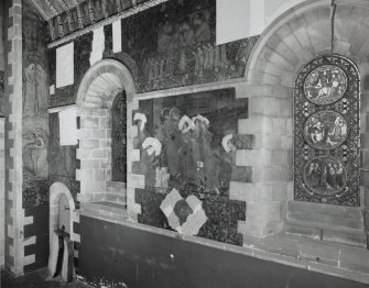 Interior. North chapel, mural on north wall.