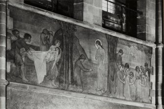 Catholic Apostolic Church, interior, nave, North wall
Detail of mural showing scenes from the Passion; the Deposition, 'Noli mi tangere' and the Ascension
