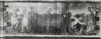 Catholic Apostolic Church, interior, nave, North wall
Detail of mural; Baptism, Temptation in the Wilderness, Calling the Apostles