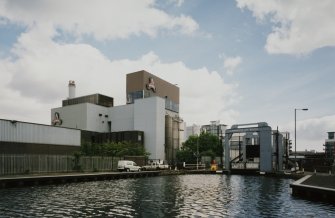 View of brewhouse and lift bridge from SW.