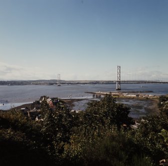 Edinburgh, Forth Road Bridge.
View of the Forth Road Bridge seen from the top of the Fife erection of the Forth Railway Bridge looking South West.