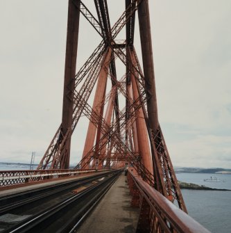 View North along the track from within the Queensferry cantilever.